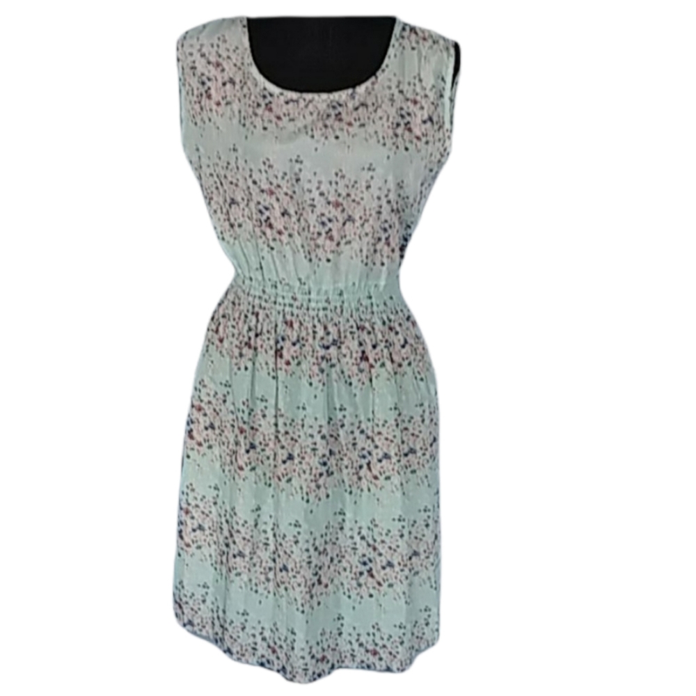 Aqua Floral Sleeveless Dress